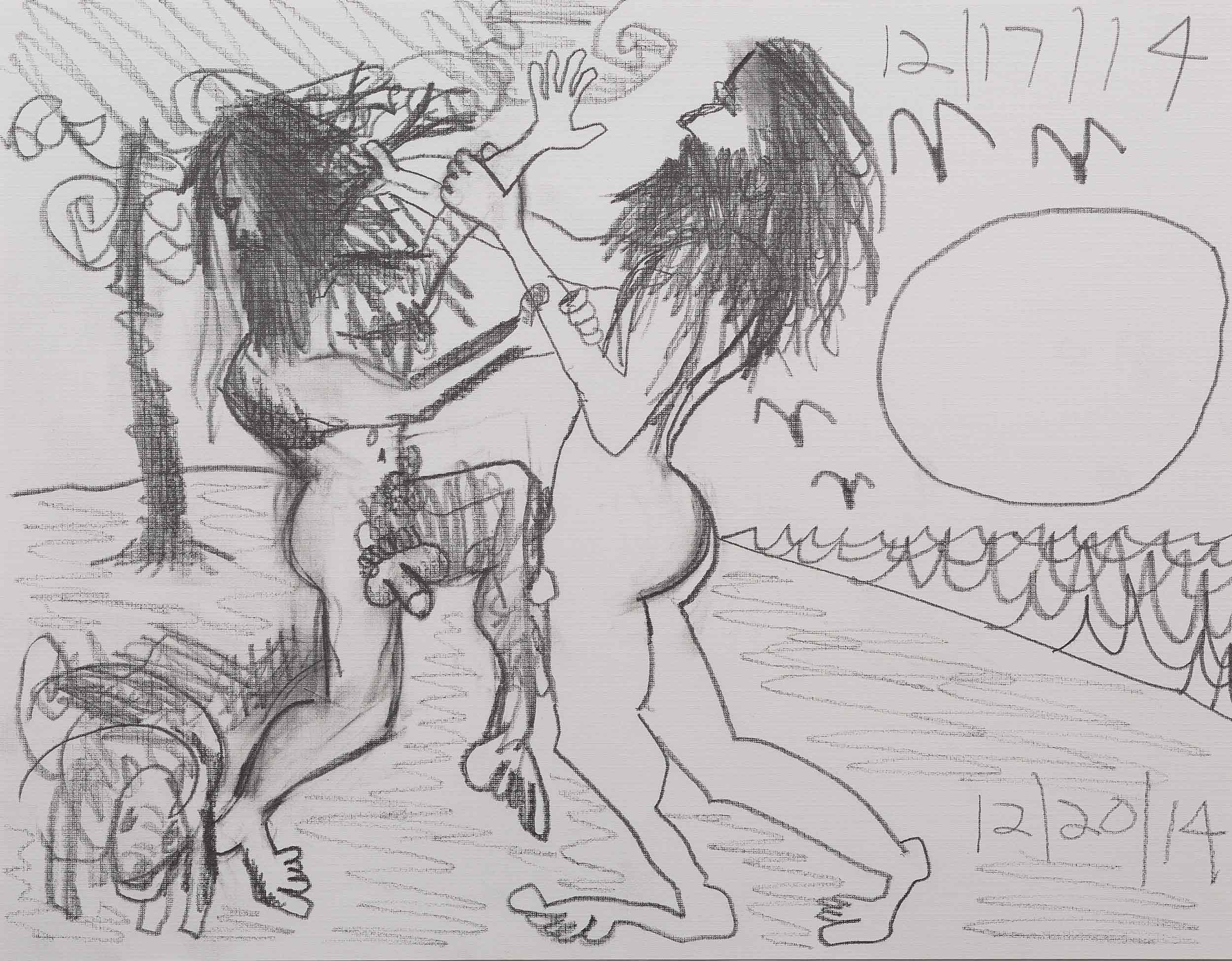 Wrestler Studies by Carroll Dunham