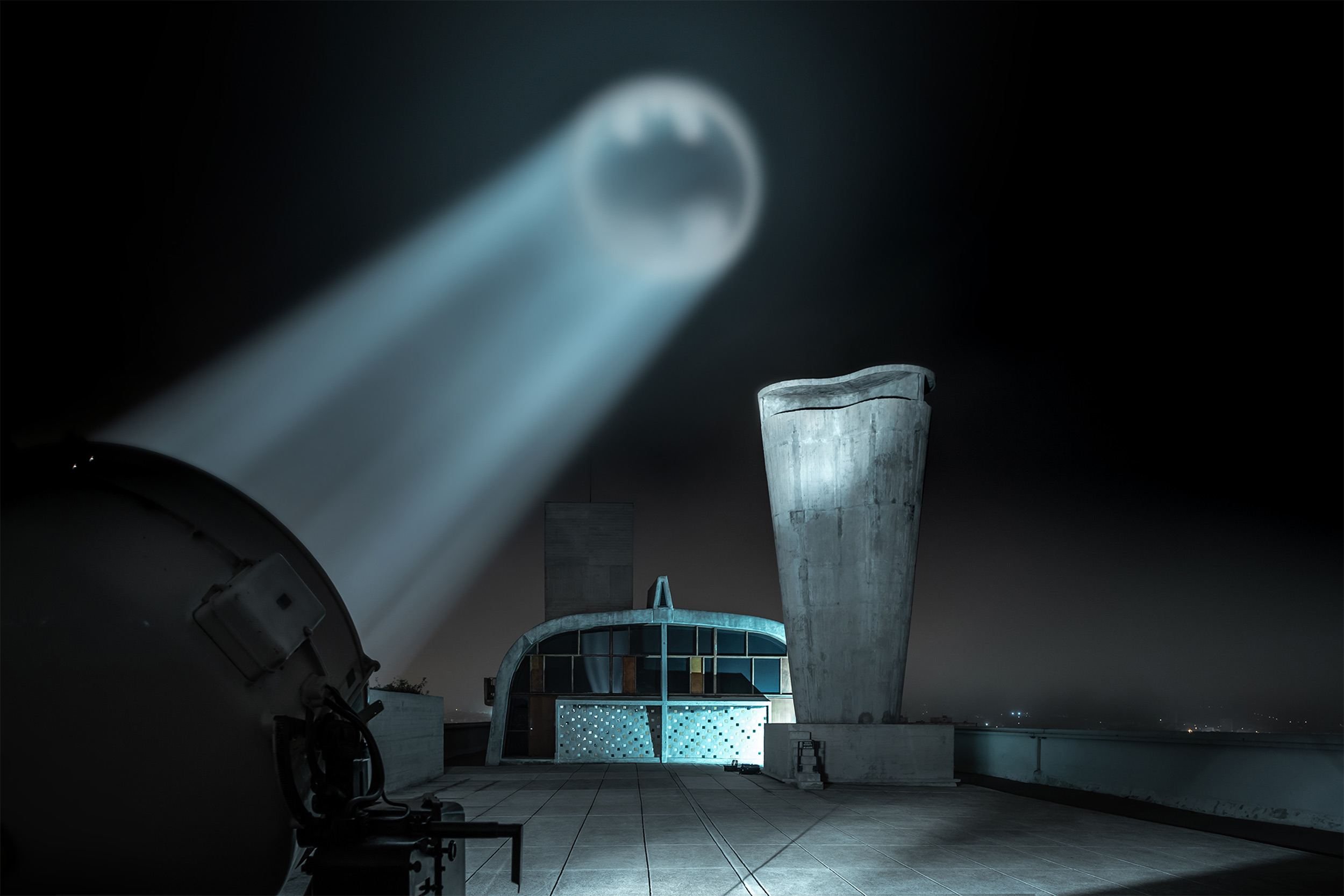 Alex Israel launches the Bat Signal into the Marseille sky