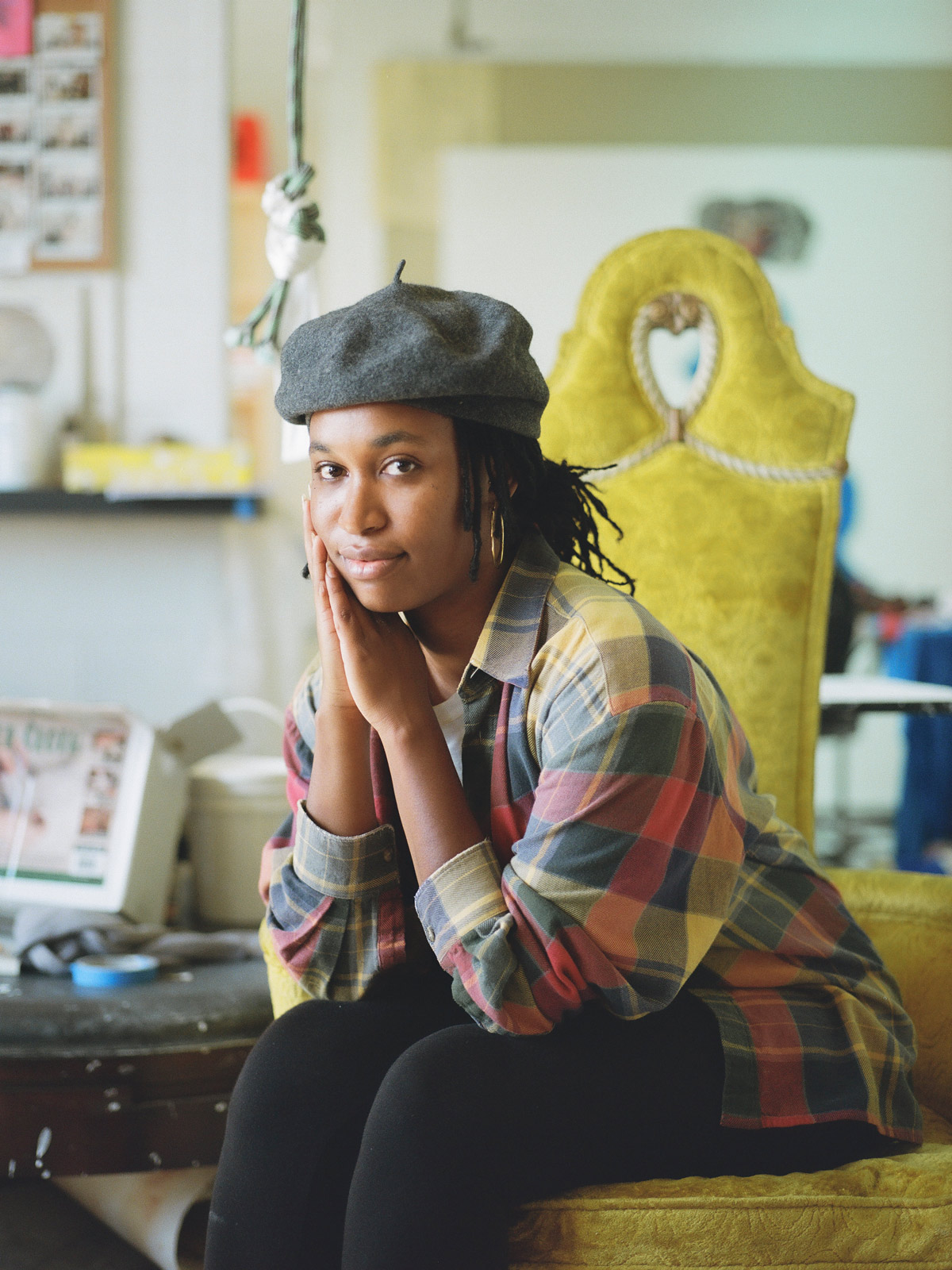 An afternoon in New Haven with Tschabalala Self, the artist with Louis Vuitton and Pilar Corrias at her feet