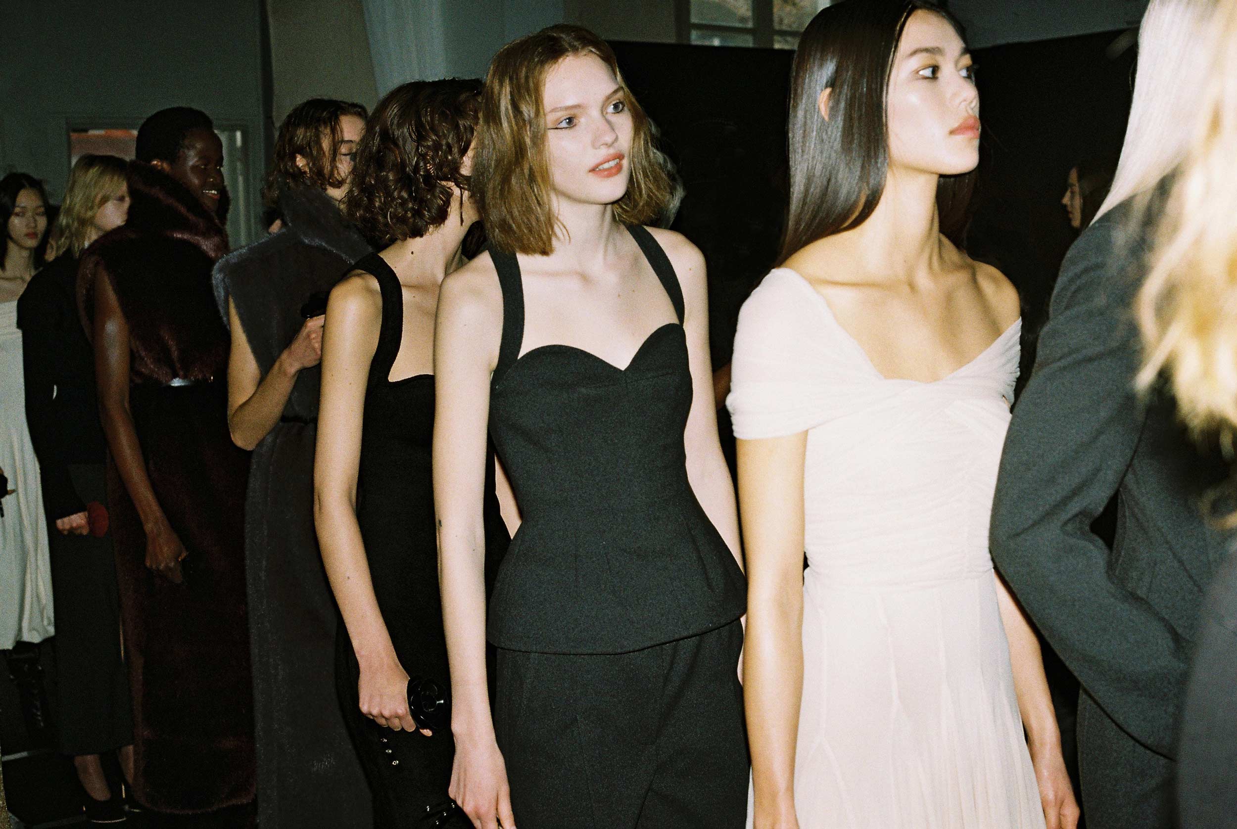 Backstage at Philosophy di Lorenzo Serafini’s elegant and erotic Milan Fashion Week show
