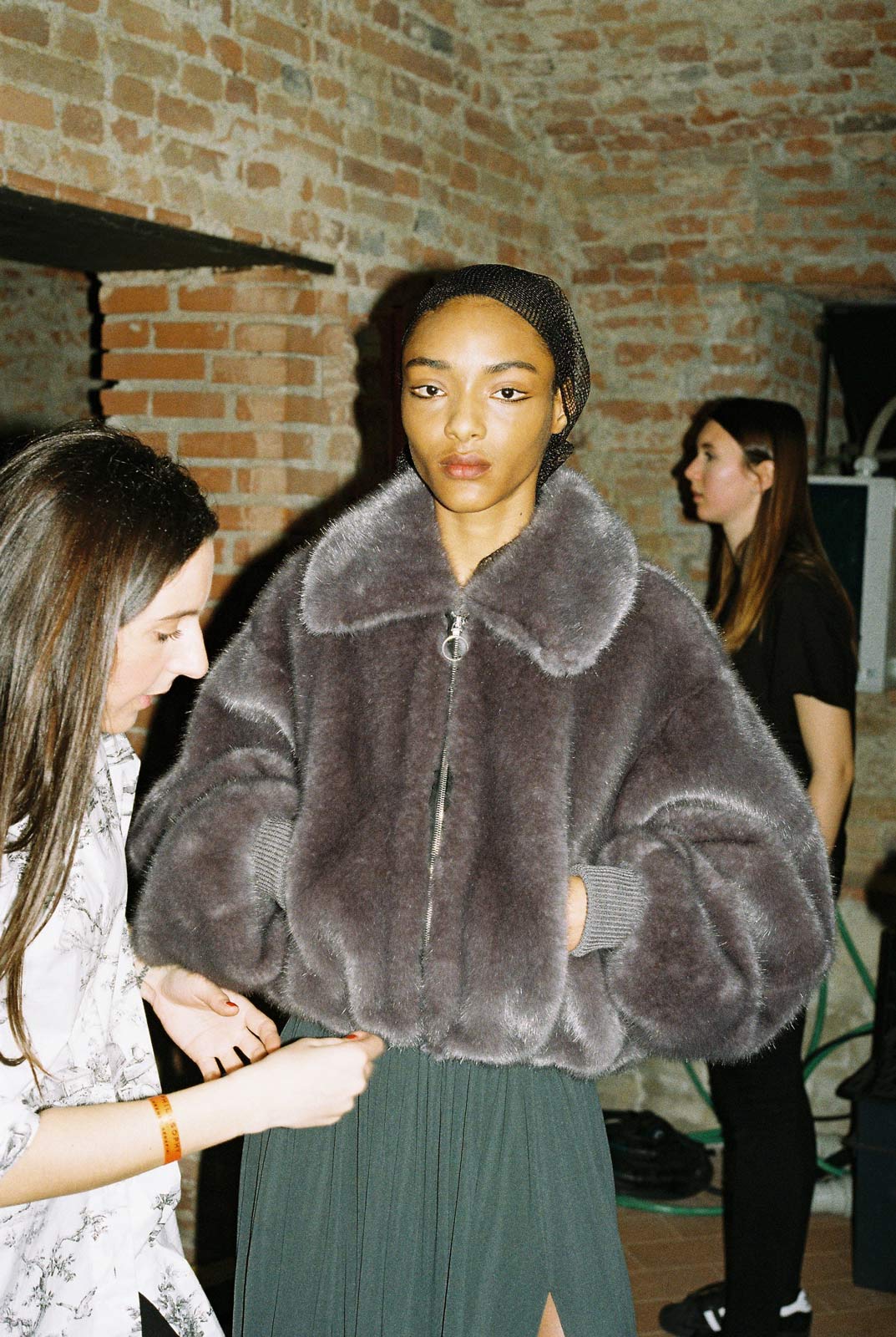 Backstage at Philosophy di Lorenzo Serafini’s elegant and erotic Milan Fashion Week show