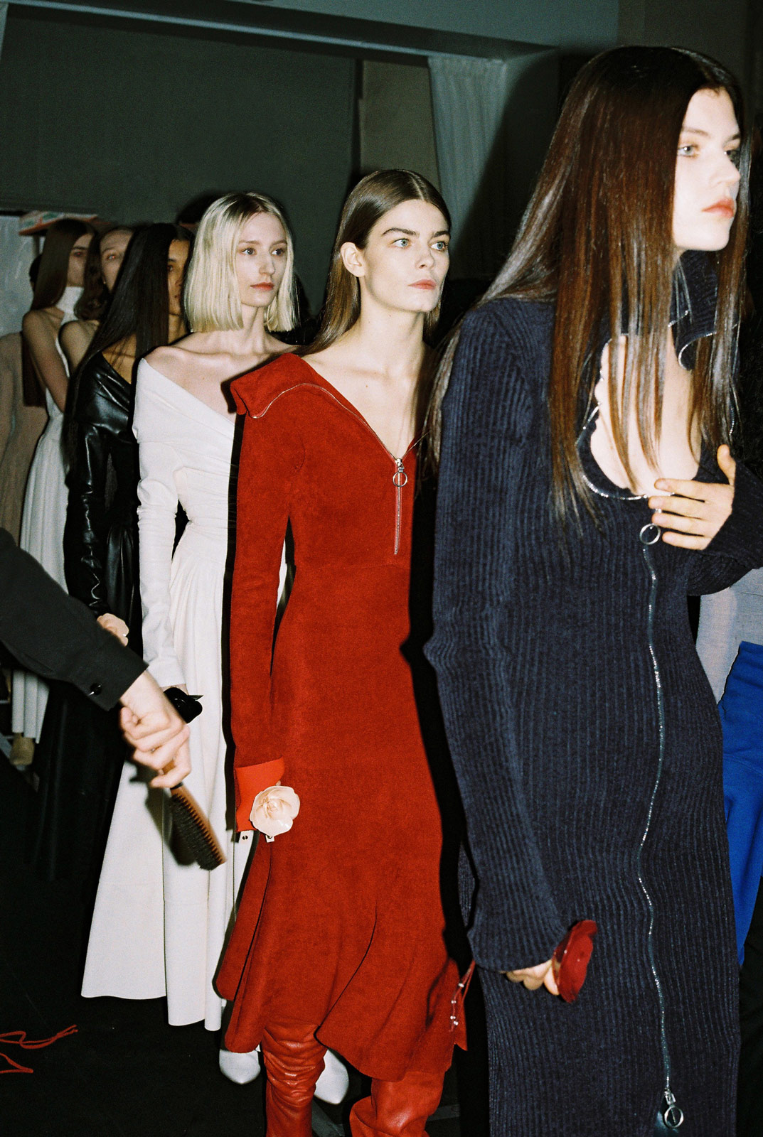 Backstage at Philosophy di Lorenzo Serafini’s elegant and erotic Milan Fashion Week show