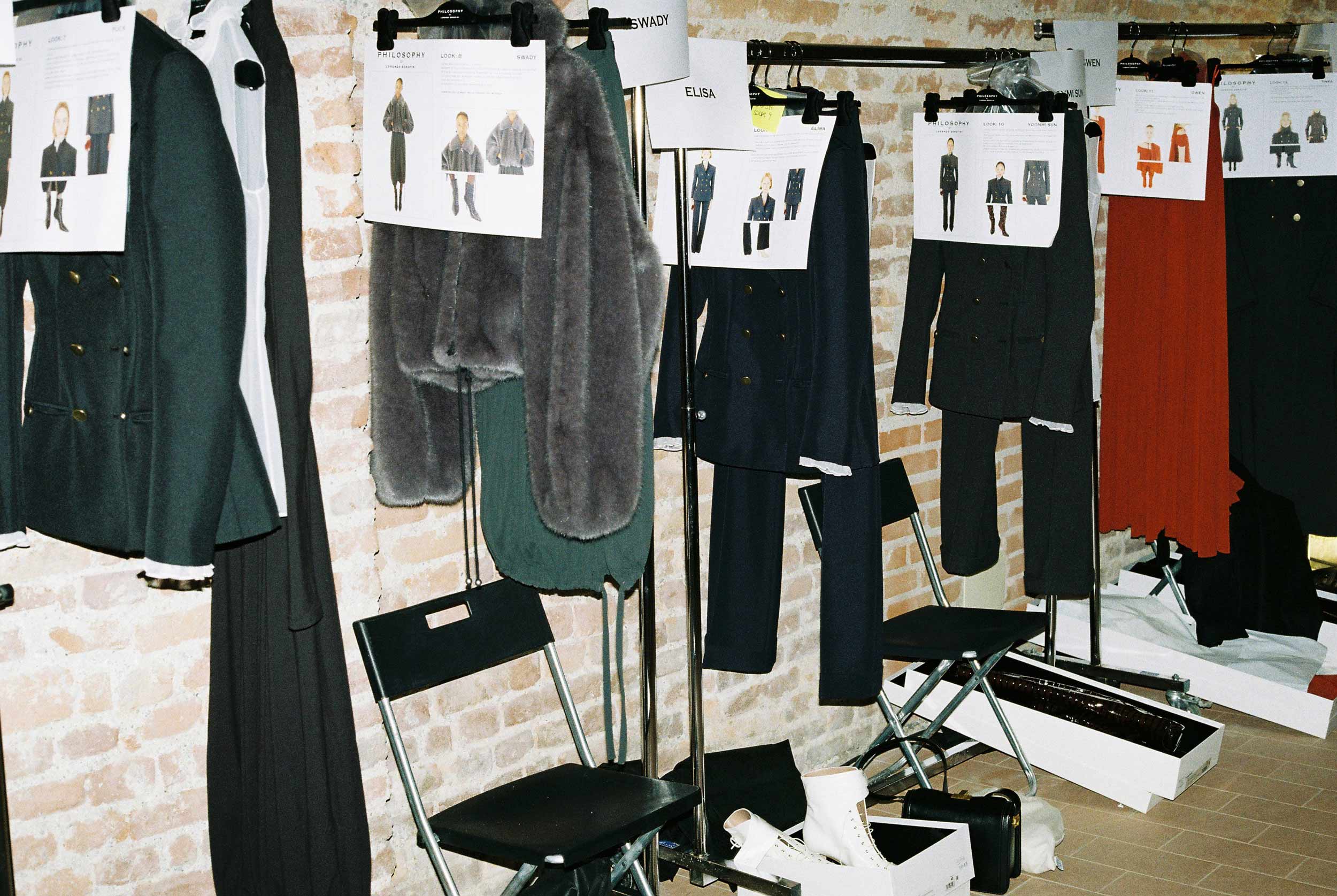 Backstage at Philosophy di Lorenzo Serafini’s elegant and erotic Milan Fashion Week show