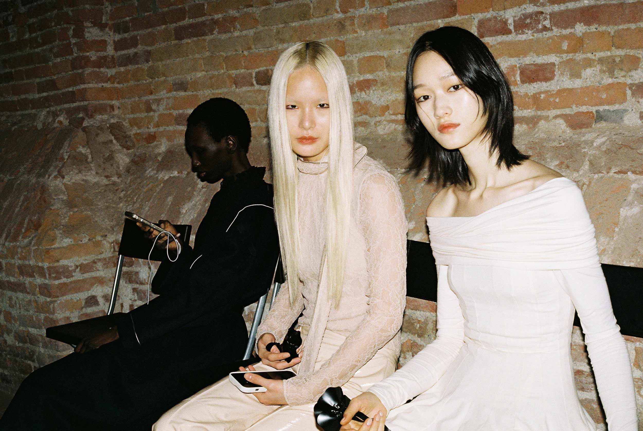 Backstage at Philosophy di Lorenzo Serafini’s elegant and erotic Milan Fashion Week show